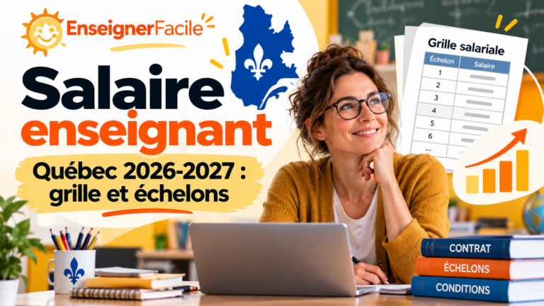 Salaire des enseignants au Québec en 2026-2027 : grille salariale, échelons et progression de la rémunération des enseignants.